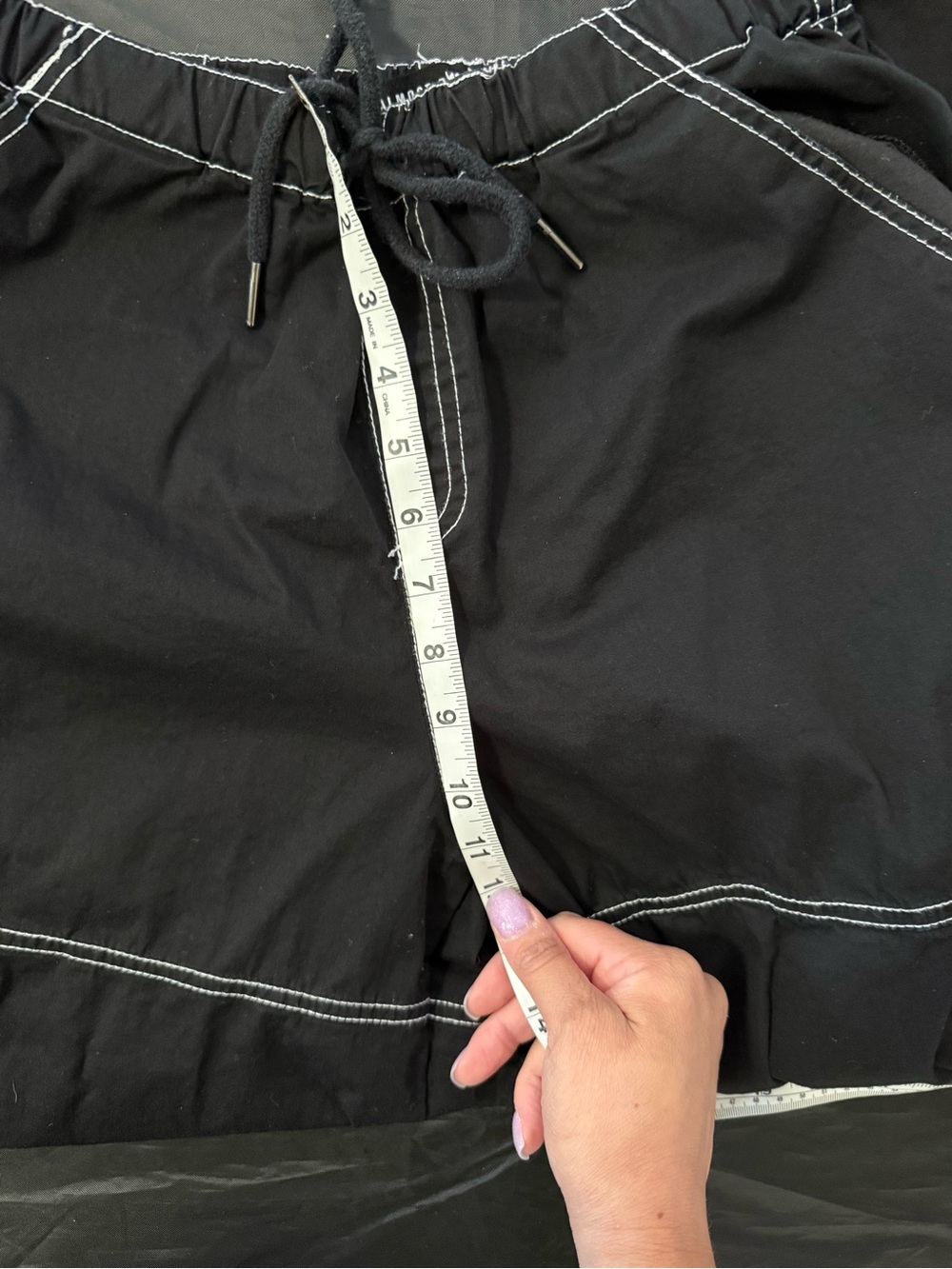 Almost Famous Black Cargo Jogger Pants with White Contrast Stitching Size M - Picture 7 of 10